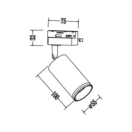 Taškinis šviestuvas 1 fazės bėginės sistemos PIPE, 1xGU10/10W/230V, juodas