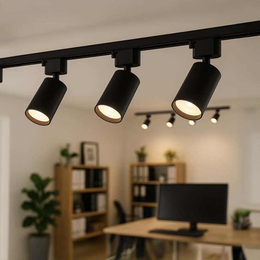 Taškinis šviestuvas 1 fazės bėgių sistemai TIGER 1xGU10/10W/230V juodas