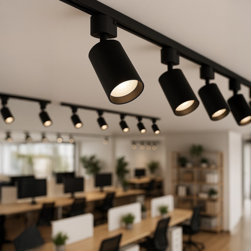 Taškinis šviestuvas 1 fazės bėgių sistemai TIGER 1xGU10/10W/230V juodas