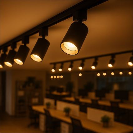 Taškinis šviestuvas 1 fazės bėgių sistemai TIGER 1xGU10/10W/230V juodas