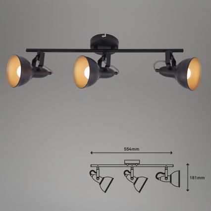Taškinis šviestuvas 3xE14/40W/230V juodas