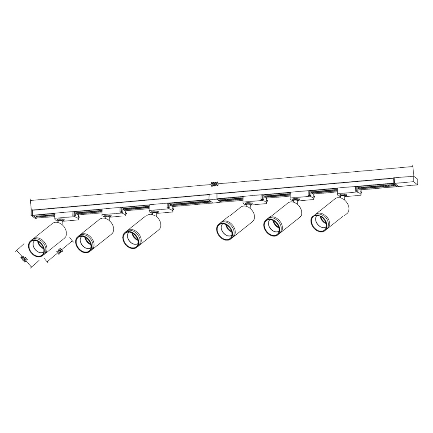 Taškinis šviestuvas bėginėje PIPE sistemoje 6xGU10/10W/230V, baltas