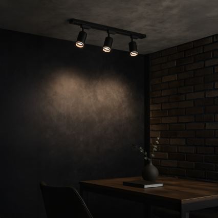 Taškinis šviestuvas bėginėje sistemoje PIPE 3xGU10/10W/230V juodas