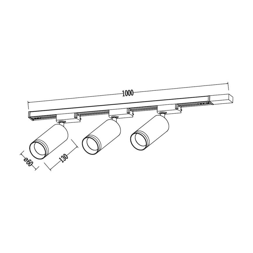 Taškinis šviestuvas bėginėje sistemoje PIPE 3xGU10/10W/230V juodas