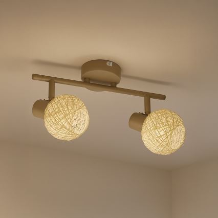 Taškinis šviestuvas DEX 2xE14/10W/230V smėlinė/kreminė