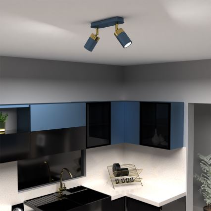 Taškinis šviestuvas JOKER 2xGU10/25W/230V mėlynas/auksinis