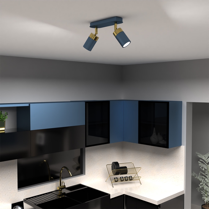 Taškinis šviestuvas JOKER 2xGU10/25W/230V mėlynas/auksinis