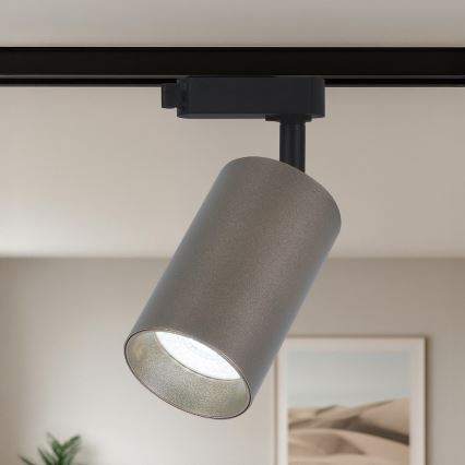 Taškinis šviestuvas PIPE vienfazei bėgelių sistemai, 1xGU10/10W/230V, rudas