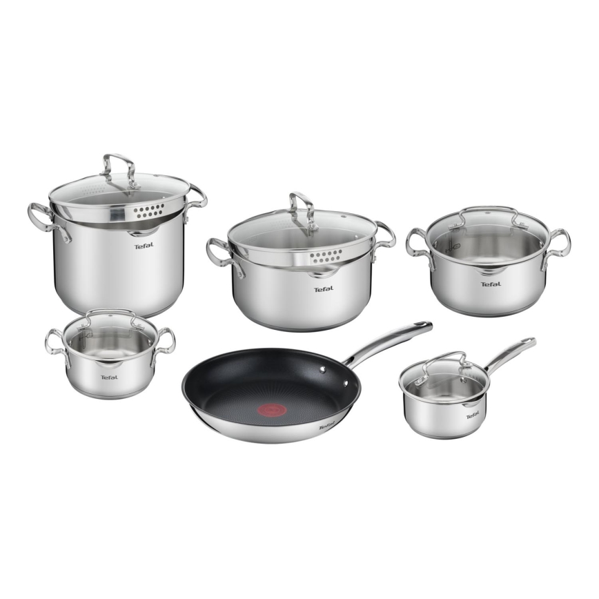Tefal - 11 dalių puodų ir keptuvių rinkinys DUETTO+