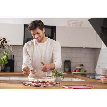 Tefal - 2 l maisto indelis MSEAL GLASS raudonas/stiklas