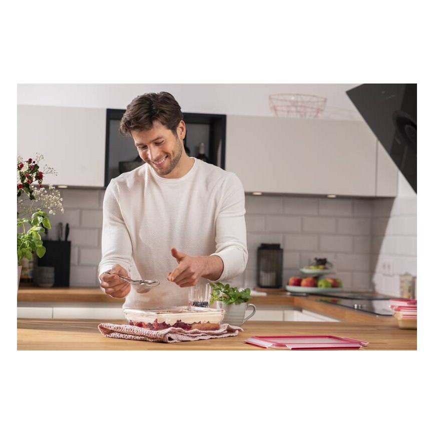 Tefal - 2 l maisto indelis MSEAL GLASS raudonas/stiklas