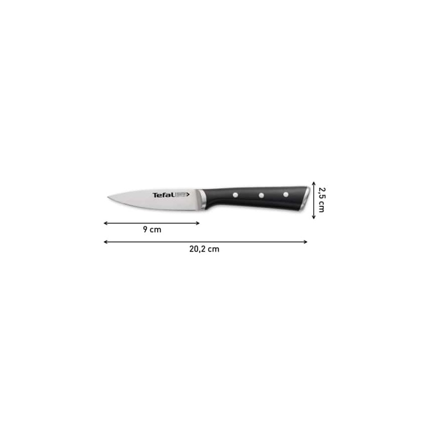 Tefal - Nerūdijančio plieno ICE FORCE 9 cm blizgus chromas/juodas išpjovimo peilis