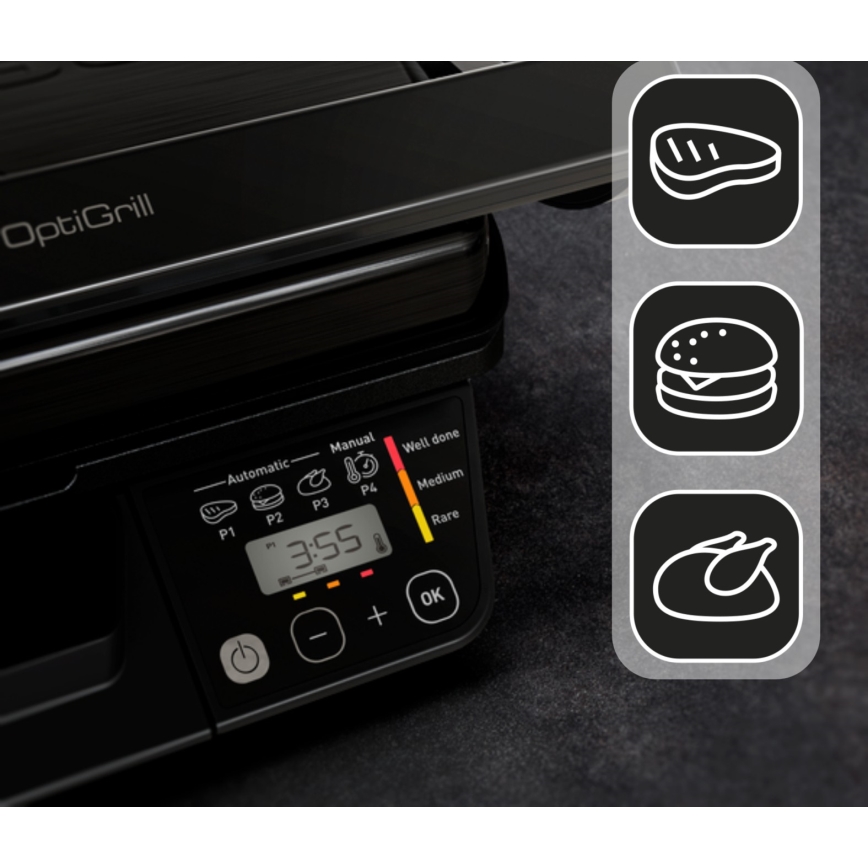 Tefal - Išmanusis elektrinis grilis Tefal OPTIGRILL 2000W/230V