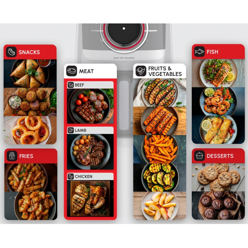 Tefal - Karšto oro gruzdintuvas 5 l EASY FRY SILENCE SMART 1400-1670W/230V