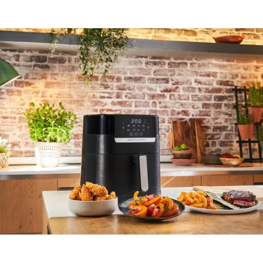 Tefal - Karšto oro gruzdintuvė 4,2 l EASY FRY&GRILL 2in1 1550W/230V juoda