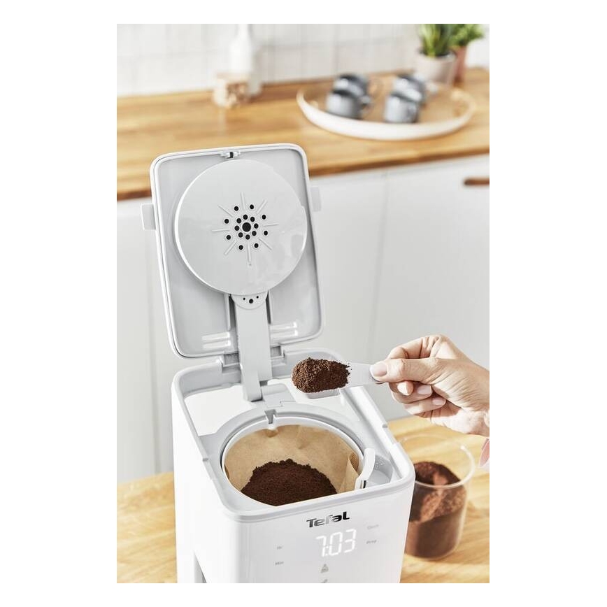 Tefal - Kavos virimo aparatas su LCD ekranu SENSE 1000W/230V balta