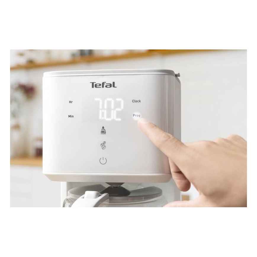 Tefal - Kavos virimo aparatas su LCD ekranu SENSE 1000W/230V balta