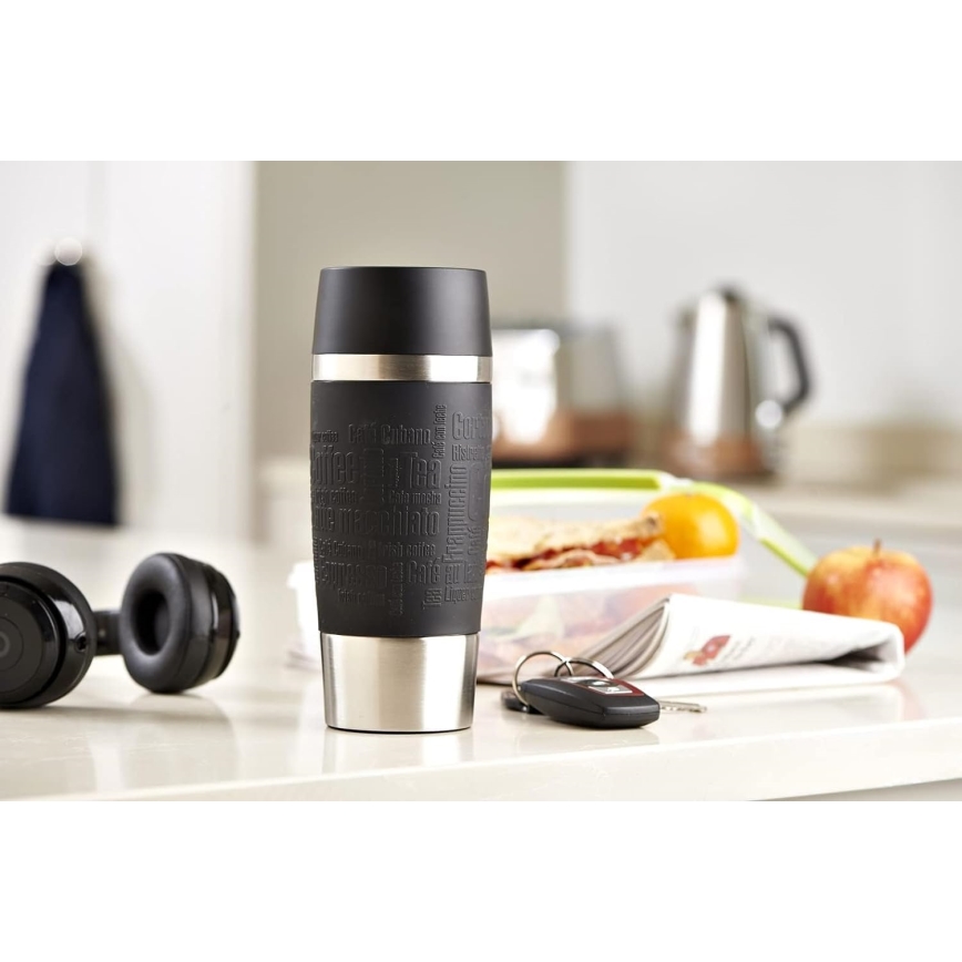 Tefal - Kelioninis puodelis 360 ml TRAVEL MUG nerūdijantis/juoda