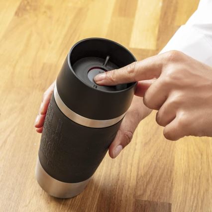 Tefal - Kelioninis puodelis 360 ml TRAVEL MUG nerūdijantis/juoda