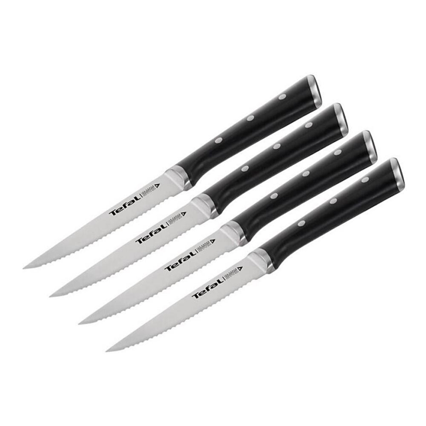 Tefal - KOMPLEKTAS 4x Nerūdijančio plieno kepsnių peilis ICE FORCE 11 cm blizgus chromas/juoda