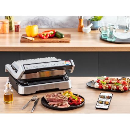 Tefal - Kontaktinis grilis OPTIGRILL 2100W/230V matinis chromas