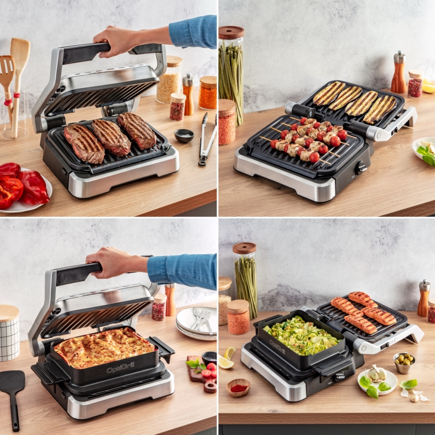 Tefal - Kontaktinis grilis OPTIGRILL 2100W/230V matinis chromas