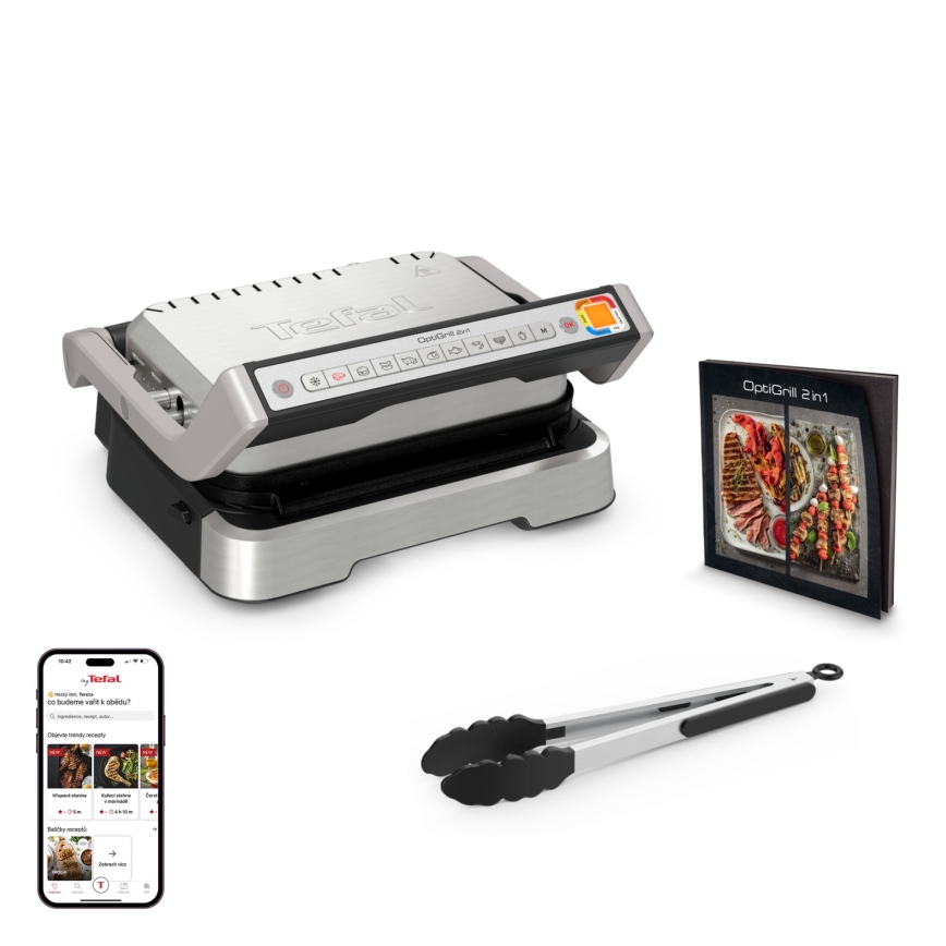 Tefal - Kontaktinis grilis OPTIGRILL 4 viename 2100W/230V, nerūdijančio plieno