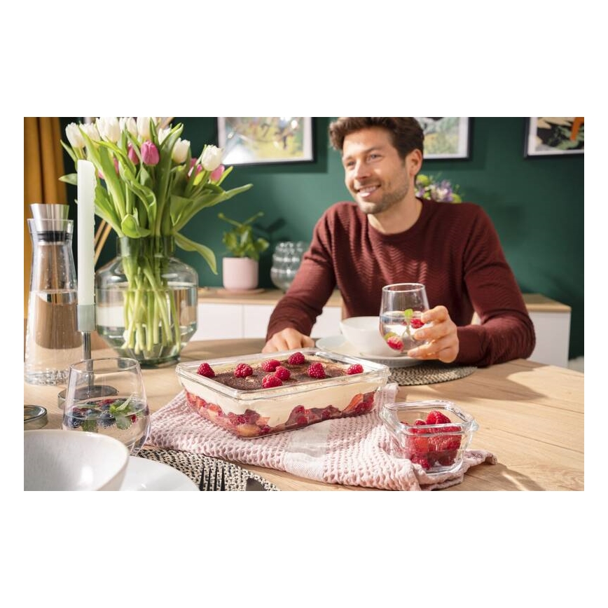 Tefal - Maisto dėžutė 3 l MSEAL GLASS raudona/stiklas