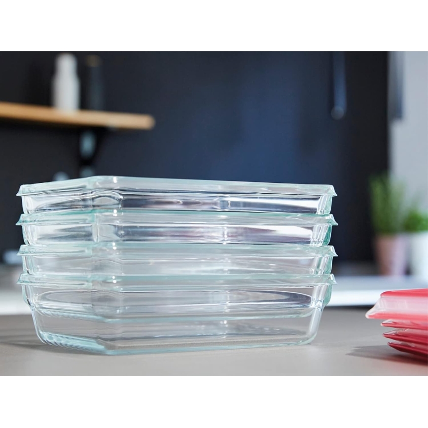 Tefal - Maisto indas 1,3 l MSEAL GLASS raudonas/stiklas