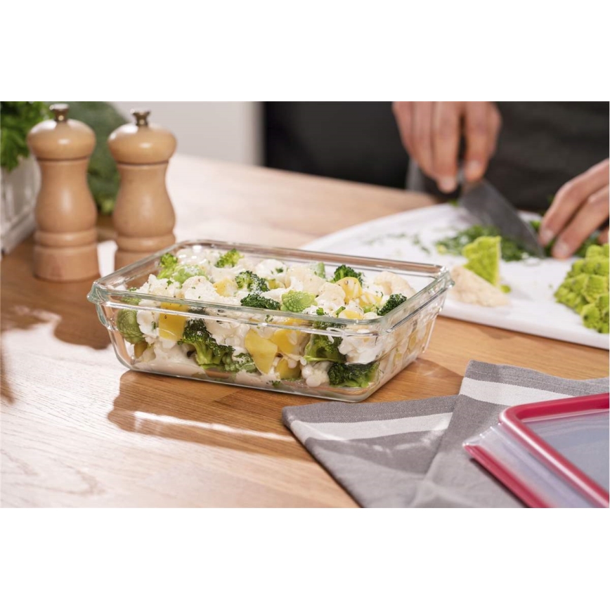 Tefal - Maisto indas 1,3 l MSEAL GLASS raudonas/stiklas