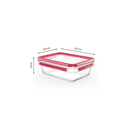 Tefal - Maisto indas 1,3 l MSEAL GLASS raudonas/stiklas