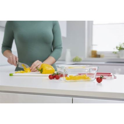 Tefal - Maisto indelis 0,85 l MSEAL GLASS raudonas/stiklas