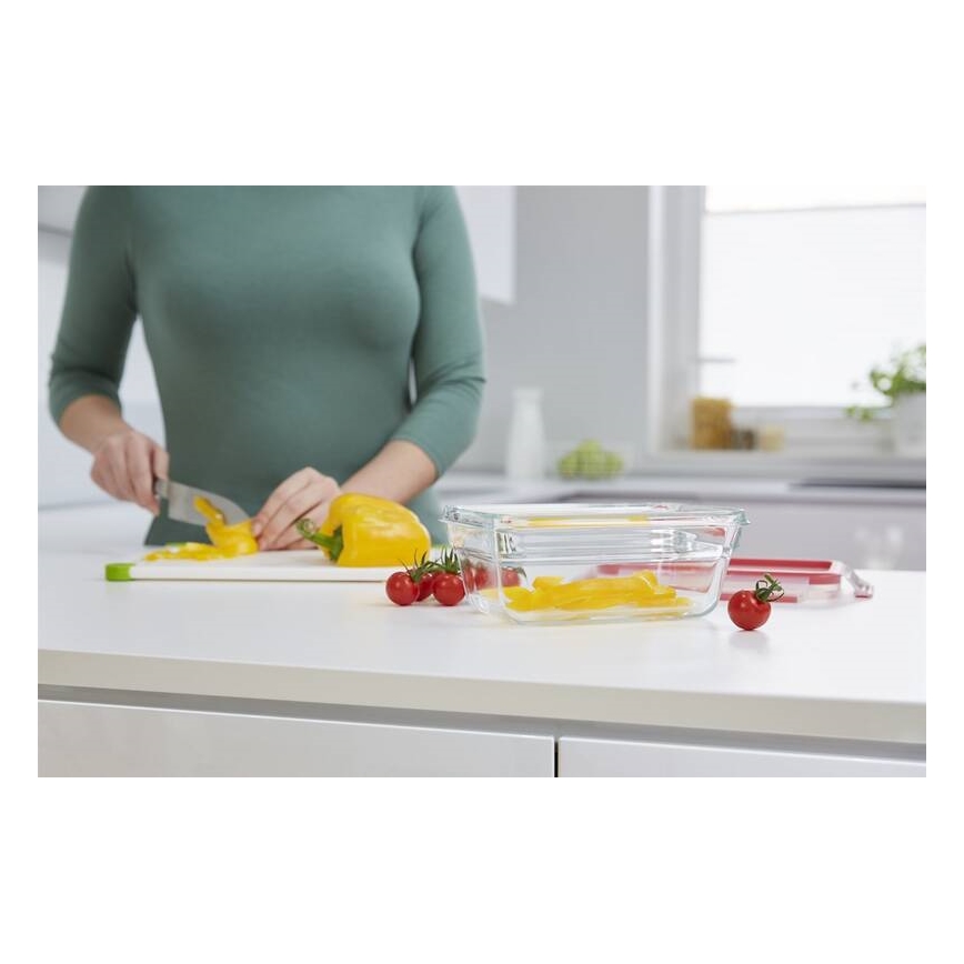 Tefal - Maisto indelis 0,85 l MSEAL GLASS raudonas/stiklas