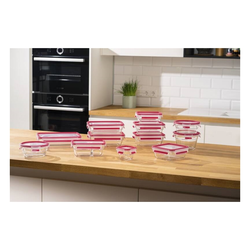 Tefal - Maisto indelis 0,85 l MSEAL GLASS raudonas/stiklas
