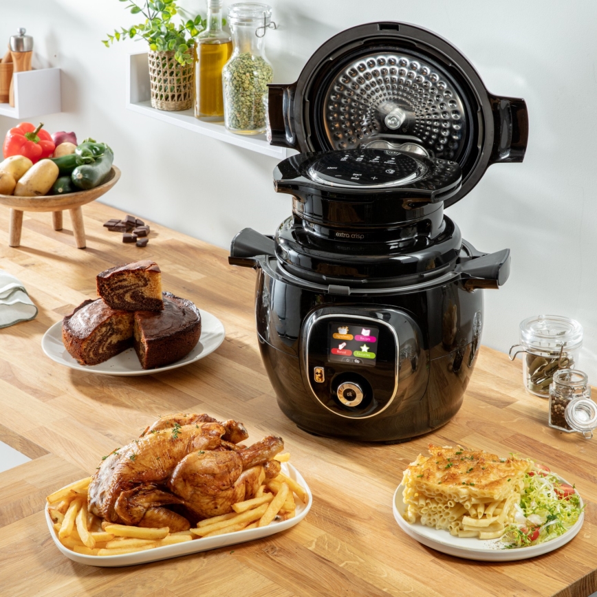 Tefal - Daugiafunkcis elektrinis slėginis puodas su priedais 6 l 1600W/230V juoda