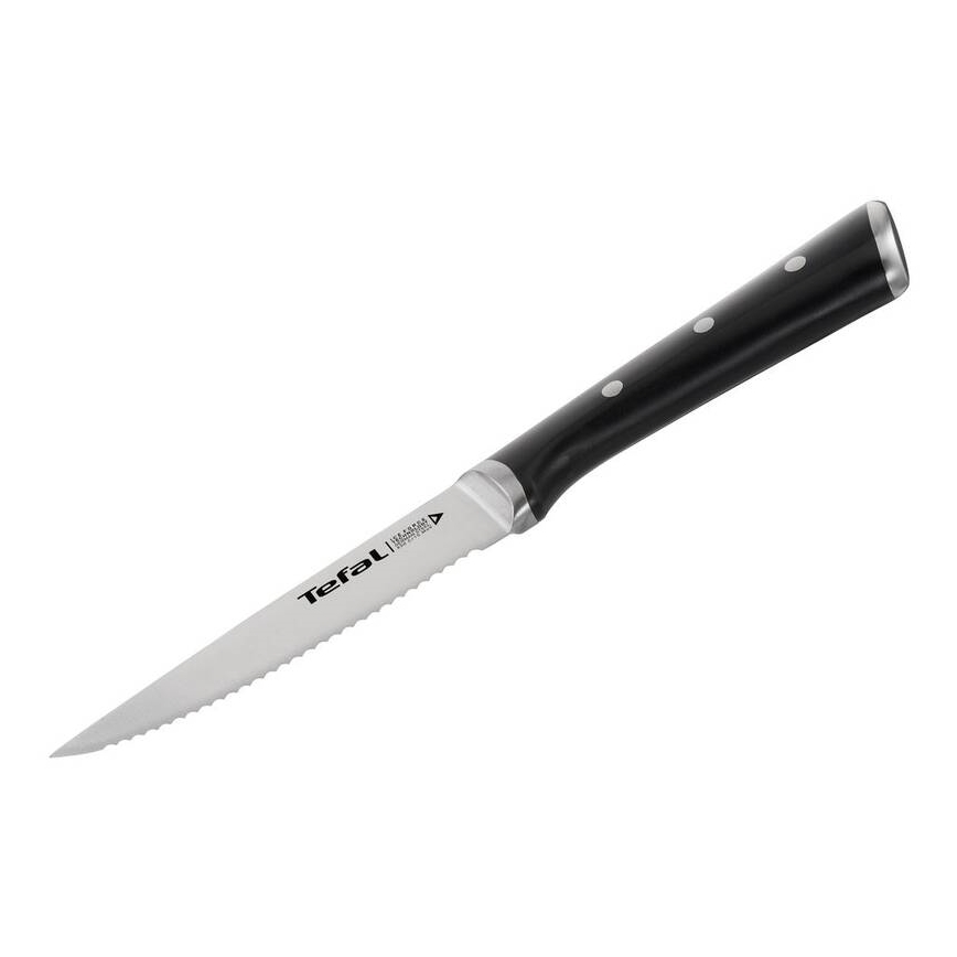 Tefal - Nerūdijančio plieno kepsnių peilių komplektas ICE FORCE 11 cm blizgus chromas/juodas 4 vnt.