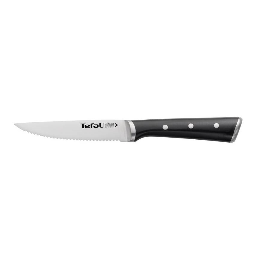 Tefal - Nerūdijančio plieno kepsnių peilių komplektas ICE FORCE 11 cm blizgus chromas/juodas 4 vnt.