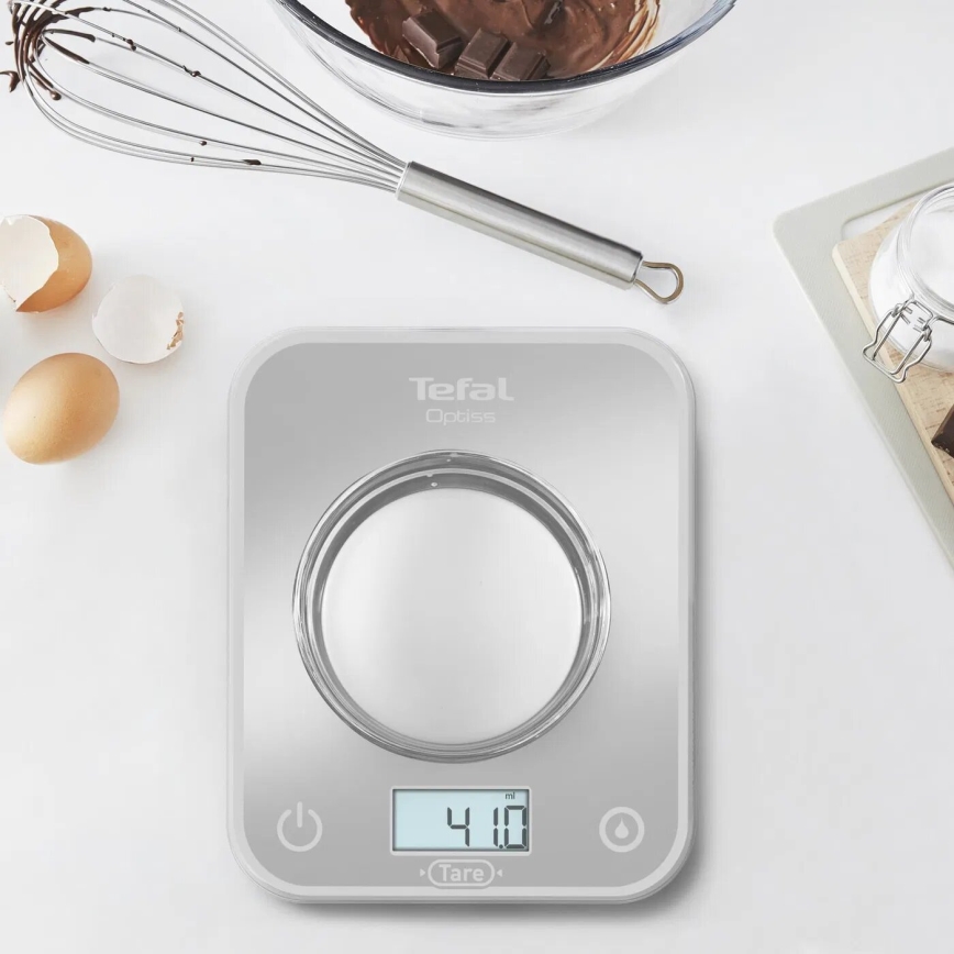 Tefal - Virtuvės svarstyklės OPTISS 2xAAA pilkos spalvos