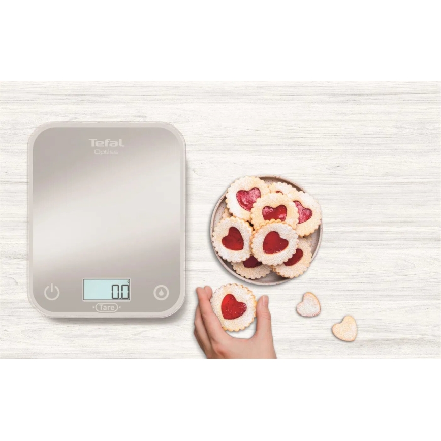 Tefal - Virtuvės svarstyklės OPTISS 2xAAA pilkos spalvos