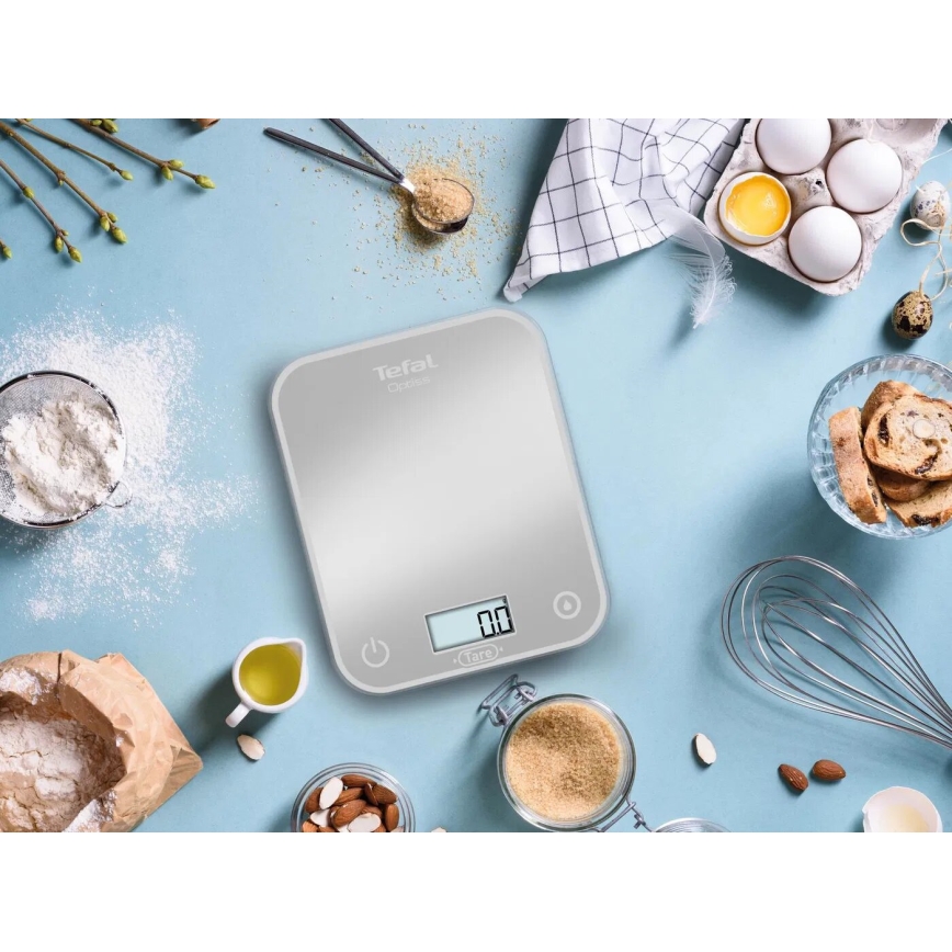 Tefal - Virtuvės svarstyklės OPTISS 2xAAA pilkos spalvos