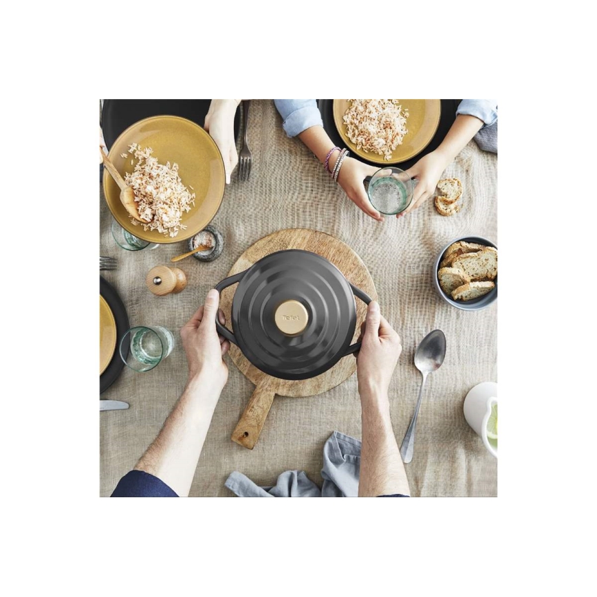 Tefal - Puodas su dangteliu AIR 20 cm antracitas
