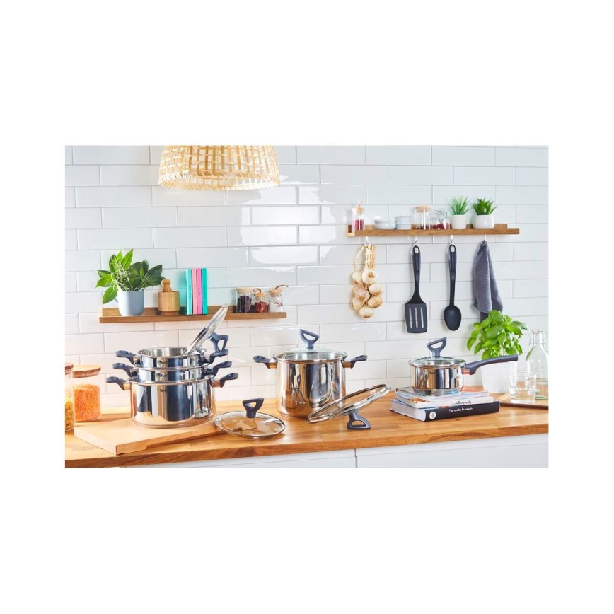 Tefal - Puodų komplektas 10 vnt. DAILY COOK nerūdijantis