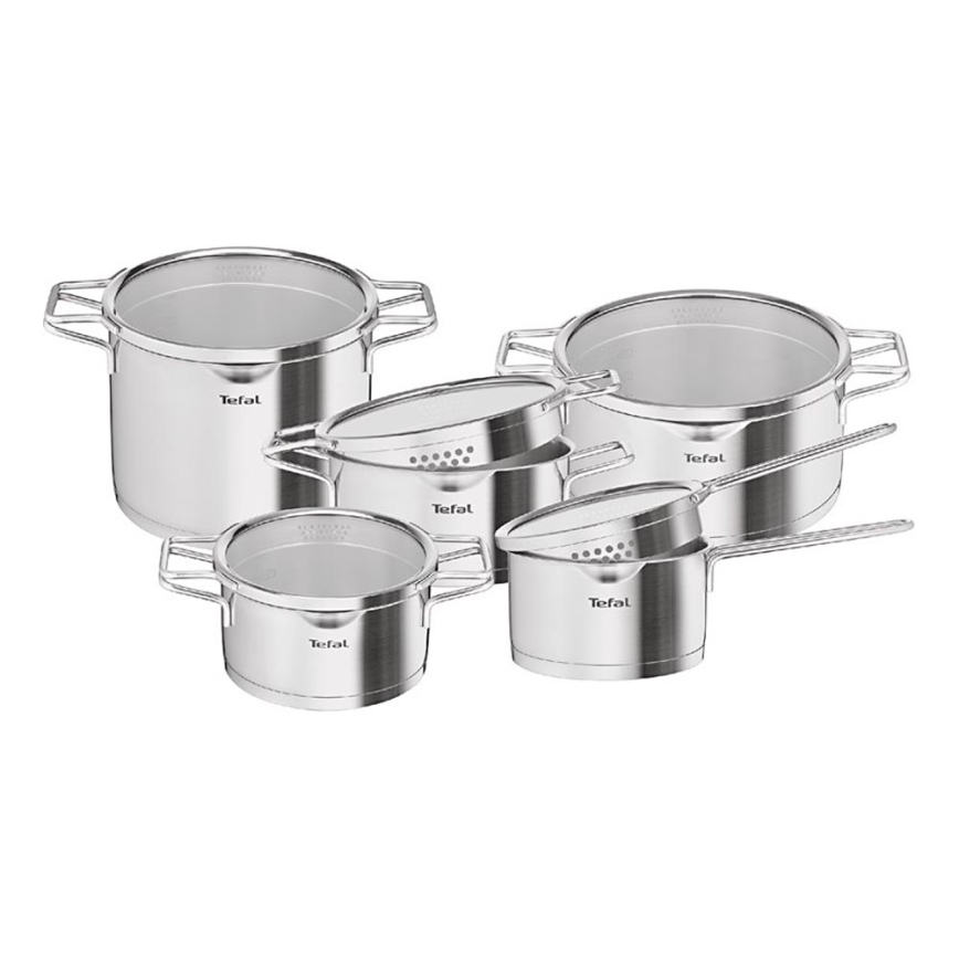 Tefal - Puodų rinkinys, 10 vnt NORDICA iš nerūdijančio plieno