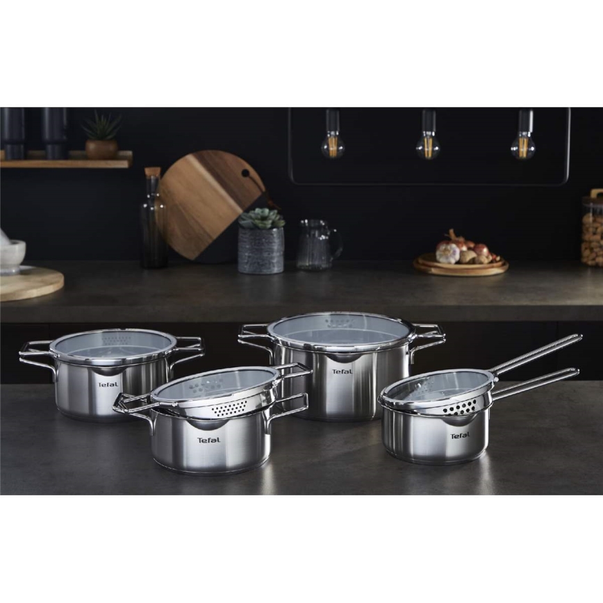 Tefal - Puodų rinkinys, 10 vnt NORDICA iš nerūdijančio plieno