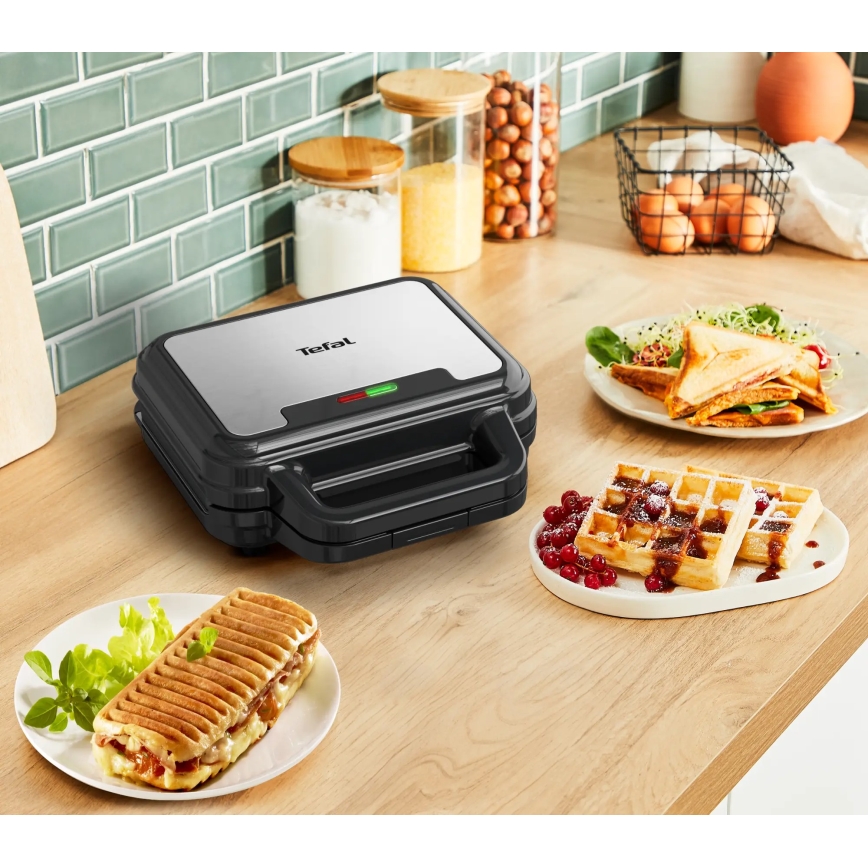 Tefal - Sumuštinių keptuvė ULTRA COMPACT 3in1 700W/230V juoda/matinis chromas