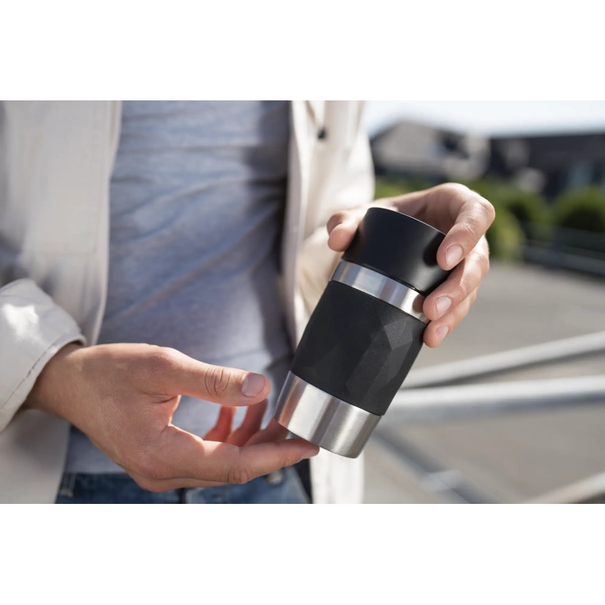 Tefal - Terminis puodelis 300 ml COMPACT MUG nerūdijantis/juoda