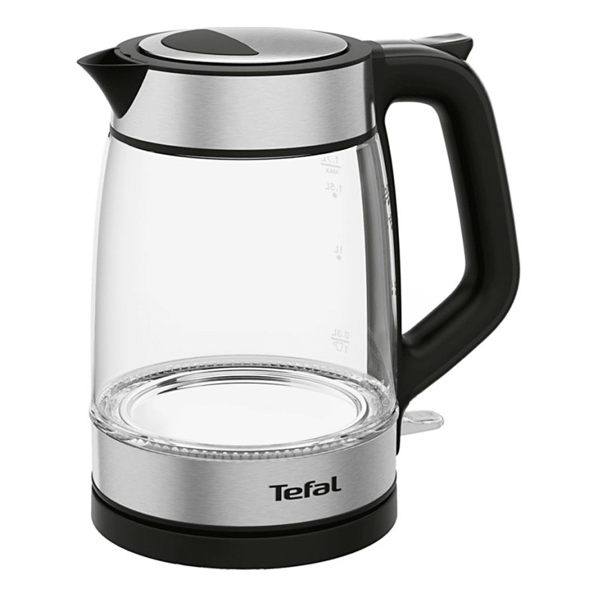 Tefal - Virdulys GLASS 1,7l 2200W/230V juoda/nerūdijantis