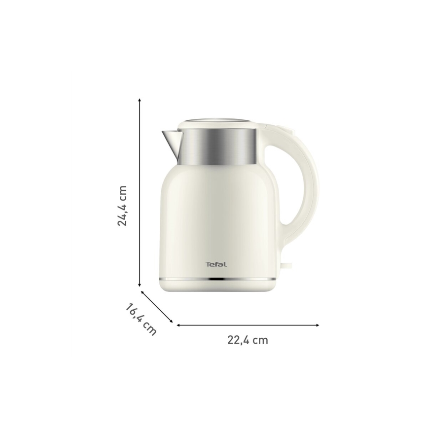 Tefal - Virdulys THERMO PROTECT XL 1,9l 1650W/230V nerūdijantis/balta