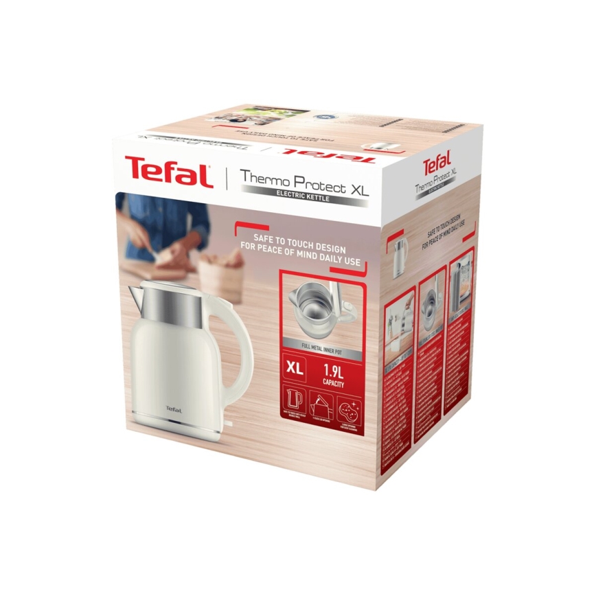 Tefal - Virdulys THERMO PROTECT XL 1,9l 1650W/230V nerūdijantis/balta