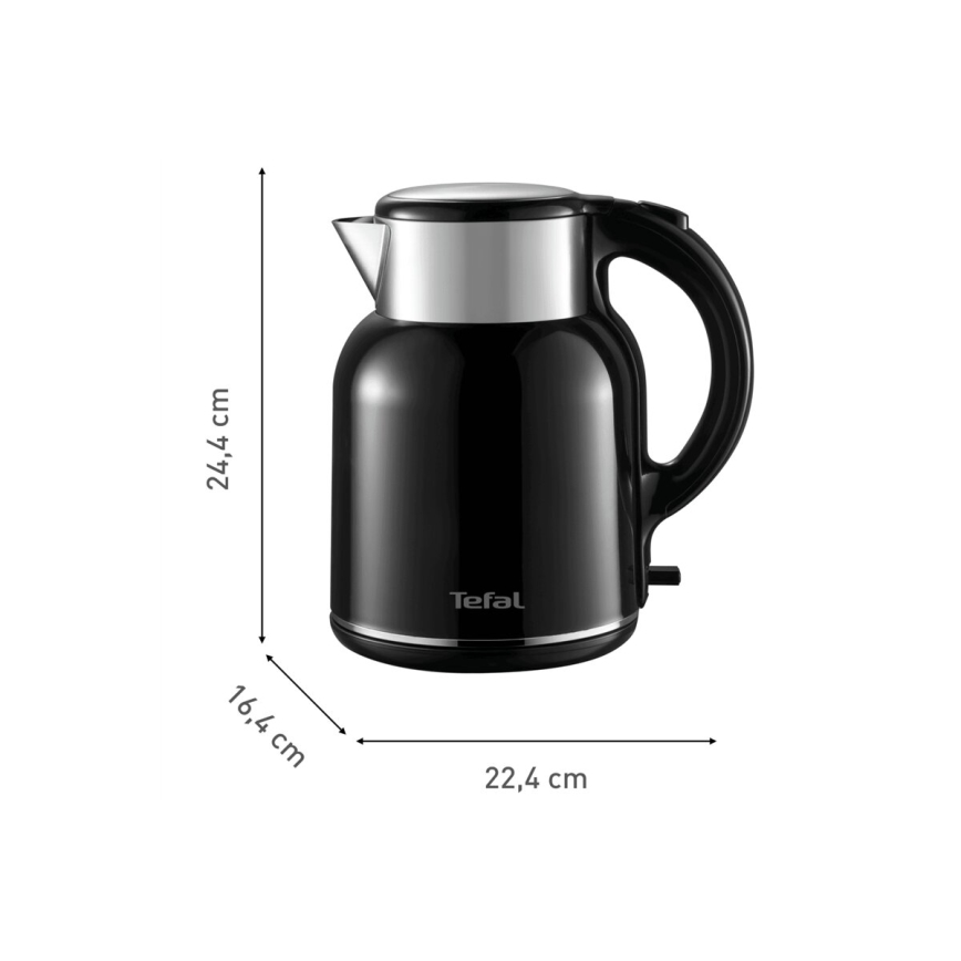 Tefal - Virdulys THERMO PROTECT XL 1,9l 1650W/230V nerūdijantis/juoda